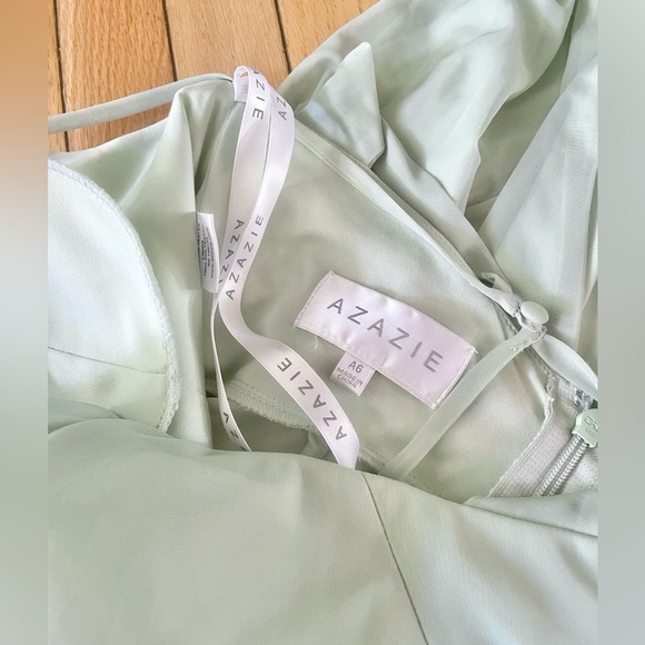 Azazie Sea Foam Green Floor-Length Dress Size A6 - Picture 5 of 5